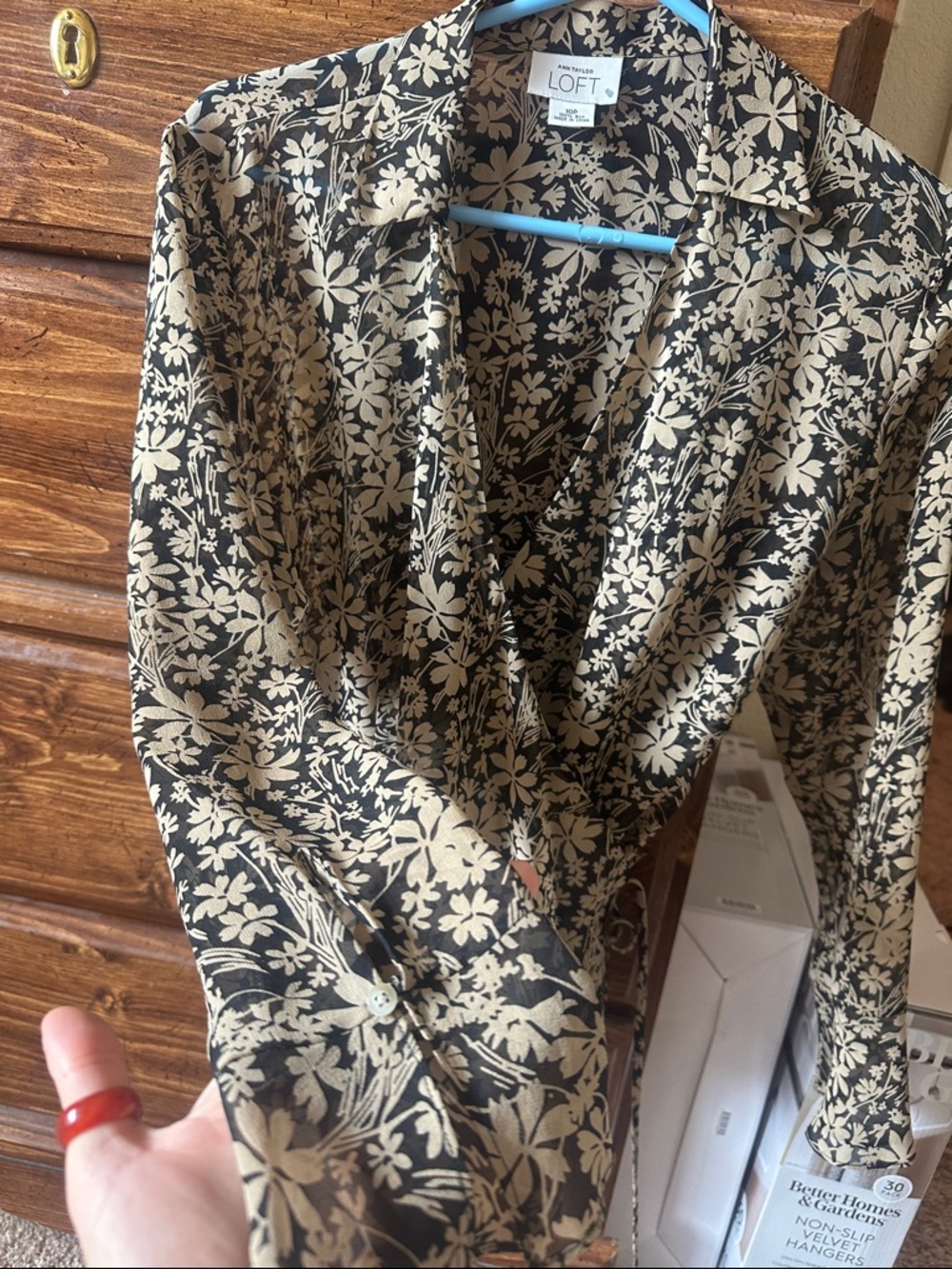 100% silk Floral Wrap Blouse